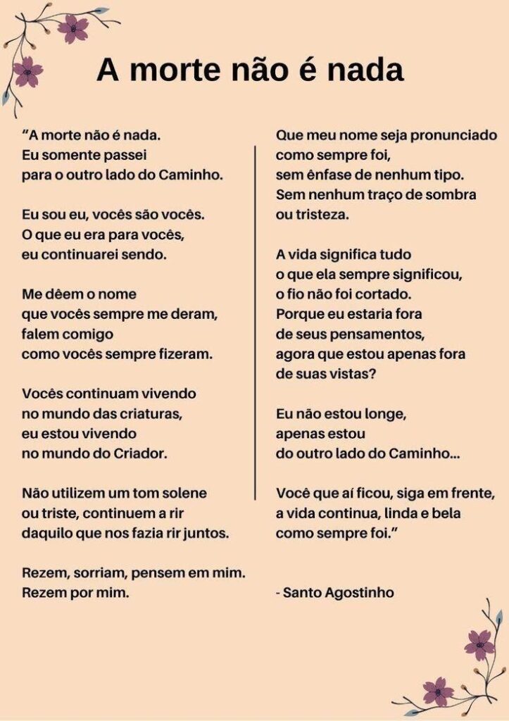 Oração de Santo Agostinho: Reflexões Profundas Sobre a Morte e a Vida Eterna